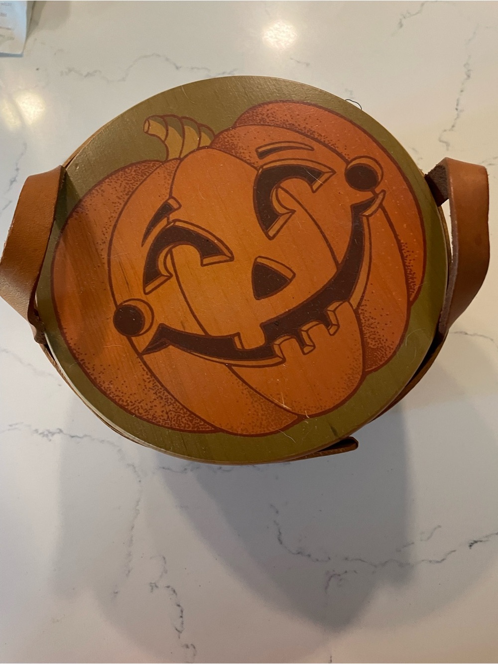 Longaberger Pumpkin Round Wood Accent Box in Orange and Green